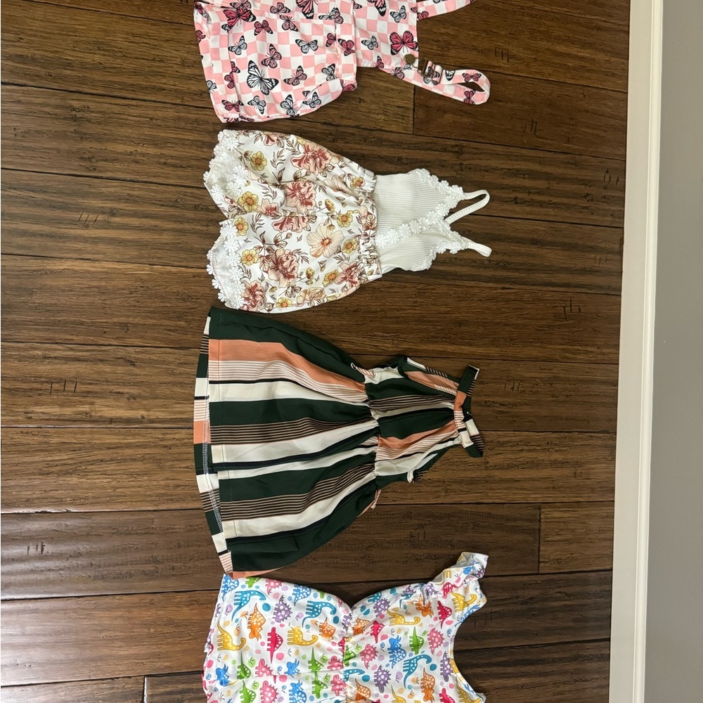 Colorful 4 Baby Romper and Dress Set
